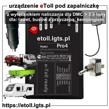 Urządzenie eToll GPS z wyłącznikiem śledzenia, instalacja w zapalniczkę